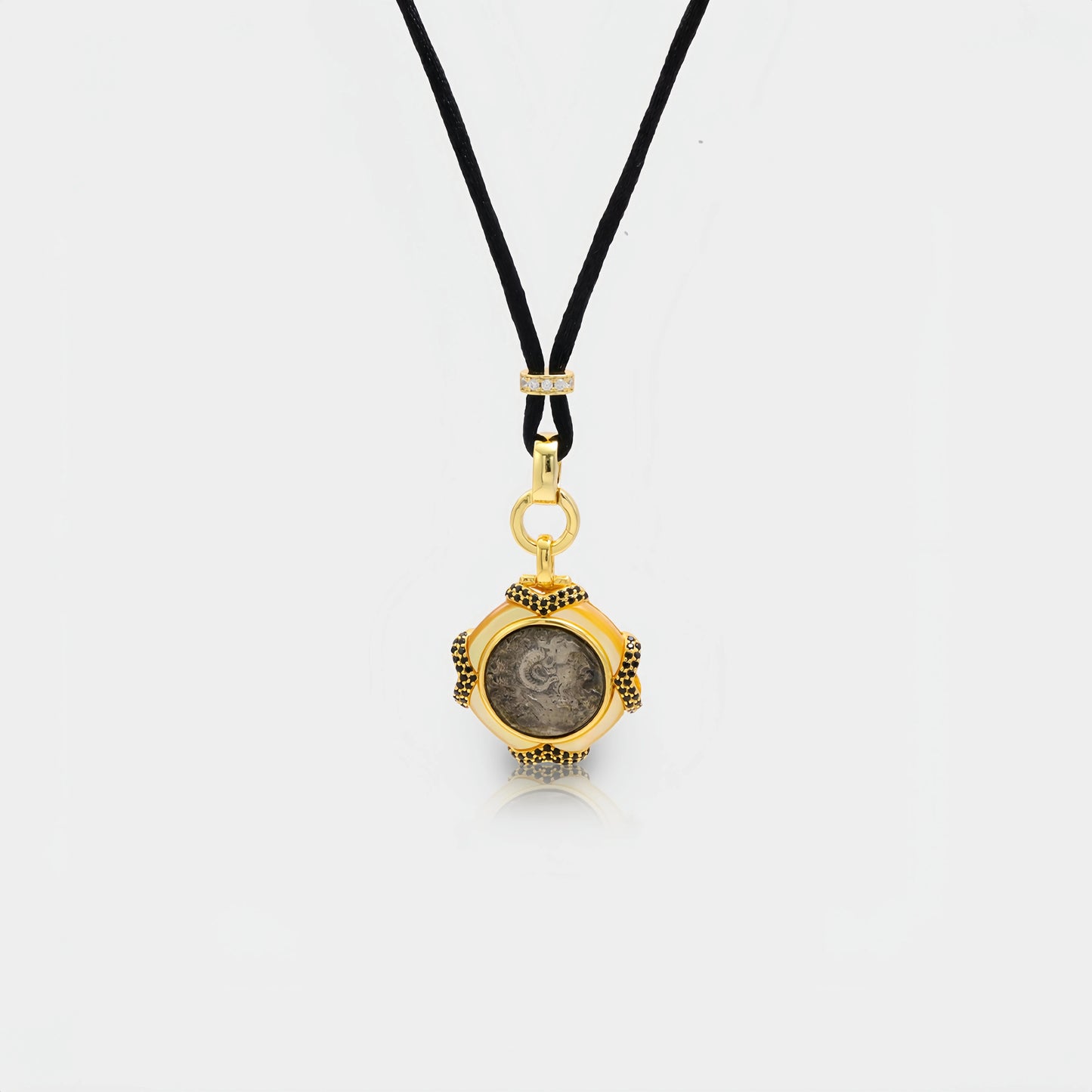 MuShan Luxury Brand Ancient Greek Sheep Horn Emperor Coin Necklace 18k Gold Plated 925 Sterling Silver Pendant Necklaces Jewelry