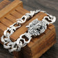 Ethnic style punk 925 sterling silver men's domineering tiger head bracelet wide face personalized trendy vine pattern vintage b