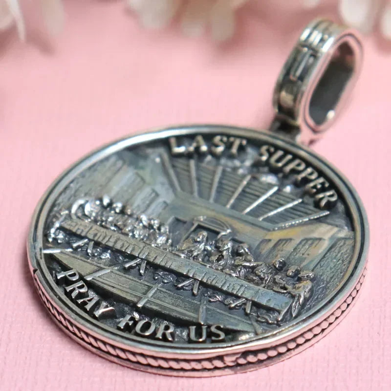 16g Jesus Christ The Last Supper Prayer Leonardo Pendant Religious Art Relief Customized 925 SOLID STERLING Silver High Trendy
