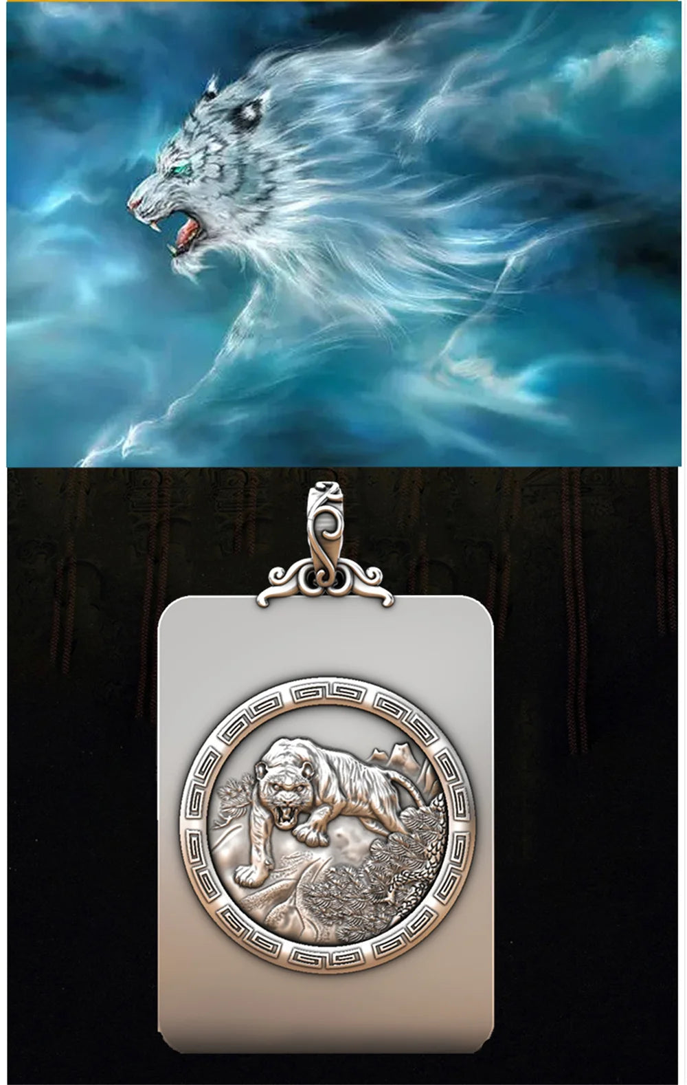 BOCAI S999 Sterling Silver Charms Pendants for Women Men New Fashion Solid Zodiac Tiger Square Punk Jewelry Amulet Wholesale