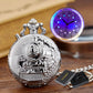 Luminous Blue Led Flash Necklace Vintage Clock Unique Bronze/silver/gold Train Locomotive Engine Noctilucent Quartz Pocket Watch
