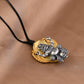 S925 Silver Pendant Necklace, Vintage Gold Flame Skull Men's Garuda Bird Chain, Gothic Statement Jewelry Gift for Men