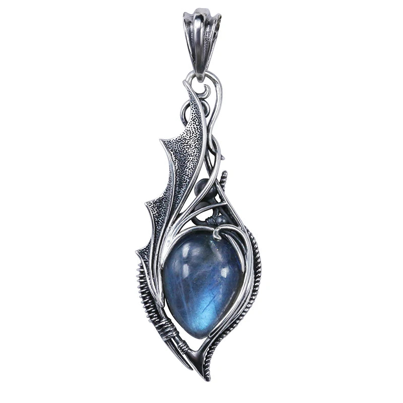 Necklace Pendant Pure 925 Sterling Silver Dragon Eye Natural Moonstone Luxury Designer Brand Fine Jewelry Men Women 2024 New P5