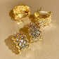 Italian Medieval-style Retro Color-blocked Lace Ring Earrings S925 Silver Gold Plated