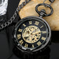 Open Face Roman Numerals Display Mechanical Hand Winding Pocket Watch Elegant Fashion Antique Manual Pocket Clock Gift for Male