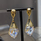 European and American vintage metal fashion French women multi-faceted cut zircon heavy texture gold and silver earrings