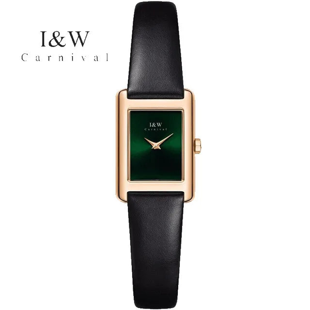 CARNIVAL Fashion Watch for Women Brand Luxury Ladies Square Leather Girls Quartz Wristwatches Waterproof Womens 2025 Reloj Mujer