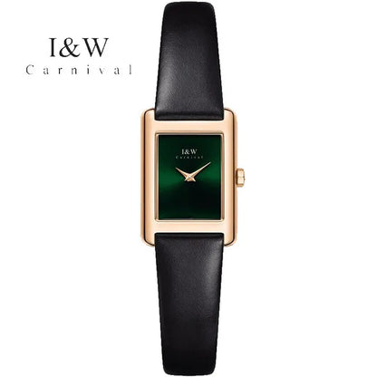 CARNIVAL Fashion Watch for Women Brand Luxury Ladies Square Leather Girls Quartz Wristwatches Waterproof Womens 2025 Reloj Mujer