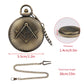 Steampunk Bronze/Gold Freemason Symbol Quartz Pocket Watch Fob Chain Pendant Clock High Grade Antique Pocket Timepiece Gifts