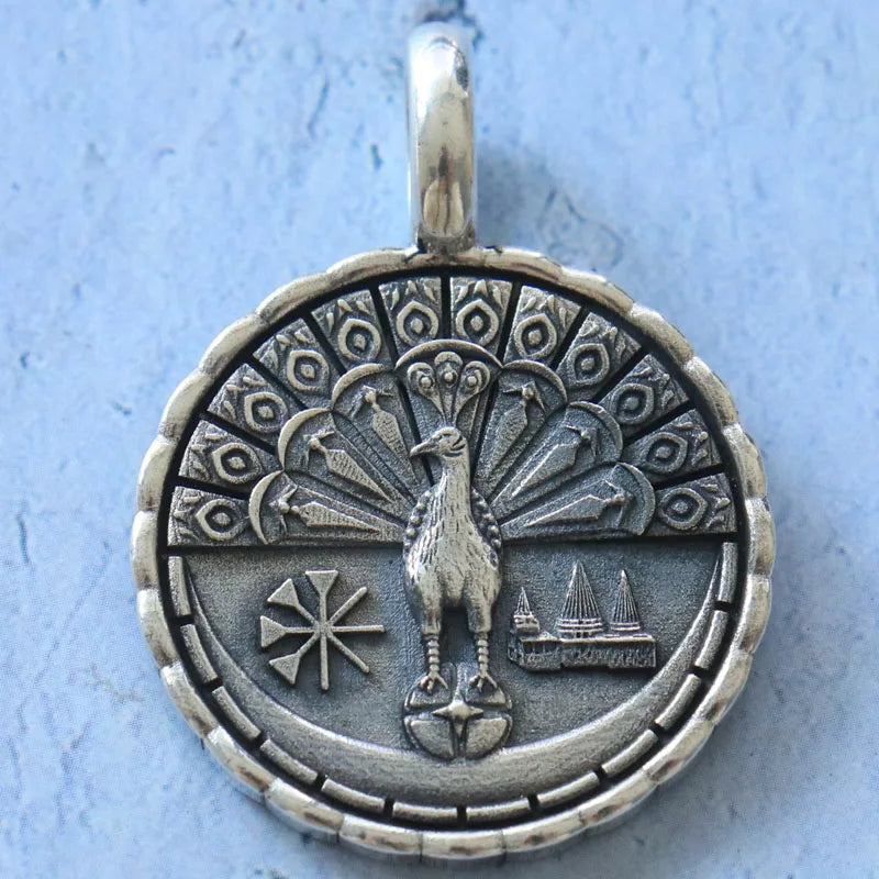 15g Yezidi Lalish Peacock Angel Art Relief Pendant Customized 925 SOLID STERLING Silver High Trendy