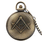Steampunk Bronze/Gold Freemason Symbol Quartz Pocket Watch Fob Chain Pendant Clock High Grade Antique Pocket Timepiece Gifts