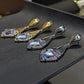 European and American vintage metal fashion French women multi-faceted cut zircon heavy texture gold and silver earrings