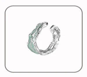 F.I.N.S S925 Sterling Silver Irregular Shaped Hoop Earrings Enamel Zircon Small Piercing Ear Buckles Retro Old Fine Jewelry