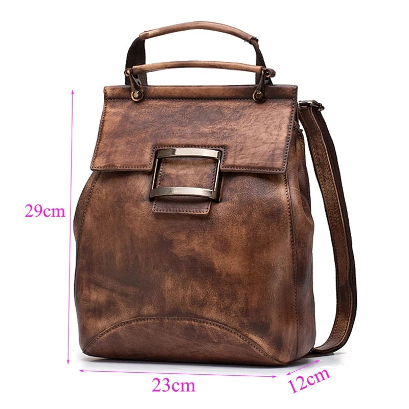 MOTAORA Women's Bag High Quality Vintage Backpack For Women Luxury Genuine Leather Backpacks Large Capacity Handmade Bags Female