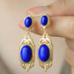 Natural Lapis Lazuli Earrings S925 Sterling Silver Gold-plated Retro French High-end Niche Blue Classical Earrings