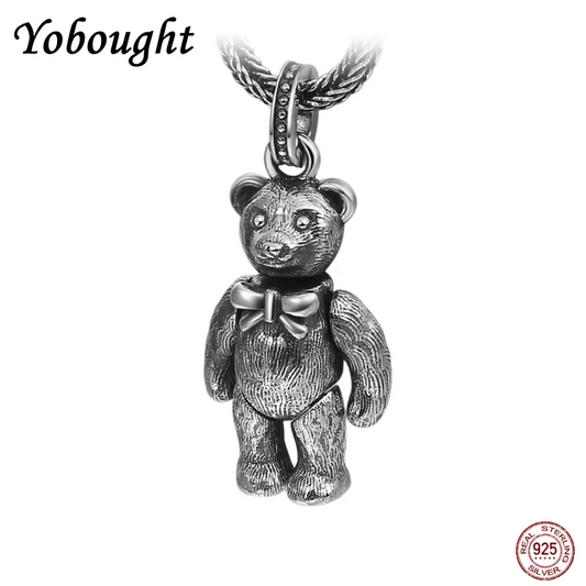 Wholesale 925 Sterling Silver Exquisite Cute Iittle Bear Pendant For Women Retro Thai Silver Creative Birthday Gift