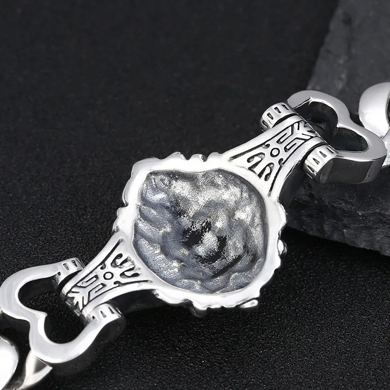 s925 sterling silver ornament retro personality all match trendy fashion Thai silver domineering lion's head bracelet for men