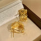 Italian Medieval-style Retro Color-blocked Lace Ring Earrings S925 Silver Gold Plated