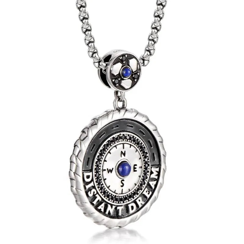 Necklace Pendant 925 Sterling Silver Lapis Lazuli Compass Luxury Fine Jewellery Woman Man 2025 St Valentine Day Love Gift P41
