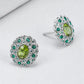 S925 Sterling Silver Studs Earring for Women Peridot Micro Inlay Zirconl Palace Style Ear Studs Fashion Jewelry Wholesale