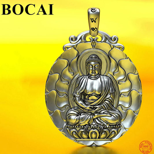BOCAI S999 Sterling Silver Charms Pendants for Women Men New Fashion Eight Guardian God Zodiac Buddha Amulet Jewelry Wholesale