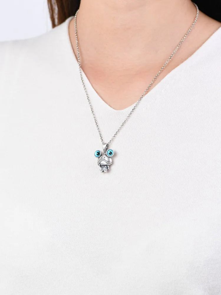 S925 Silver Charm Pendant Retro Personality Cute Big Eyes Frog Pendant Women's Fashion Creative Jewelry