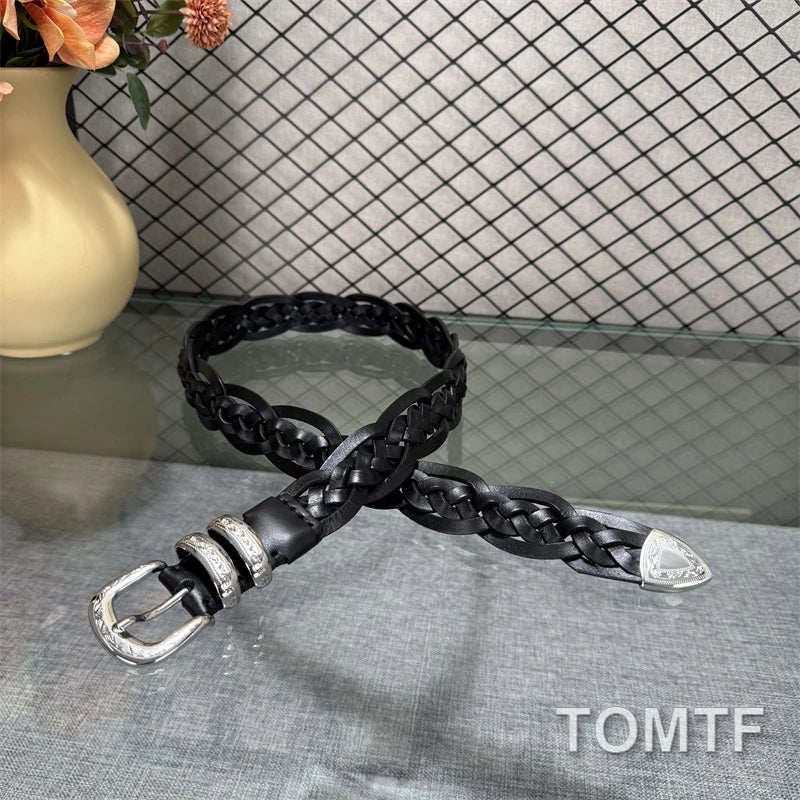 High Quality Cowhide Unisex Luxury Goods Designer Men's Woman ceinture Pattern Needle Buckle Belt With Use Hand Wovens 3CM BC
