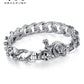 European and American S925 Sterling Silver Retro Skull Bracelet for Men, Trendy Hip-Hop Punk Bold Silver Bangle