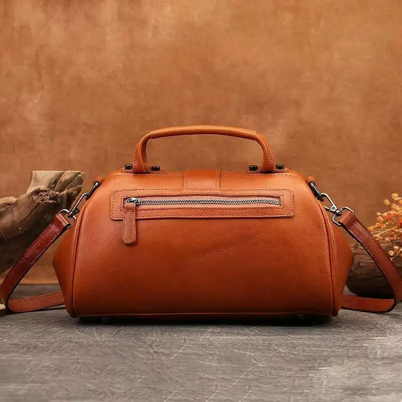 MOTAORA Women's Vintage Genuine Leather Crossbody Messenger Bag with Phone Pocket, Zipper Pockets & Buckle Closure