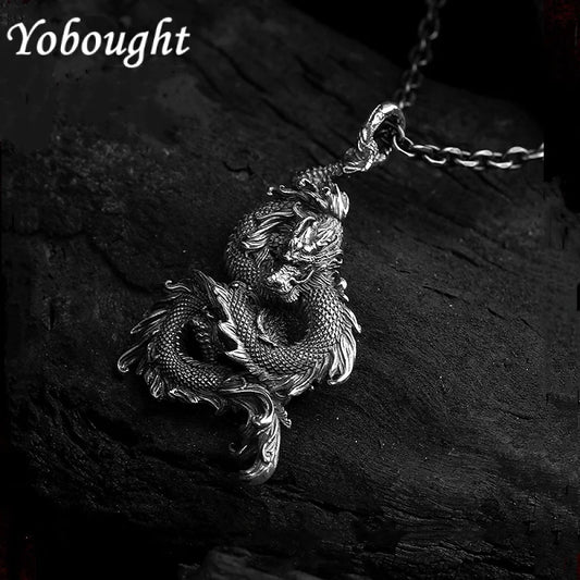 genuine s925 sterling silver jewelry retro personality good luck dragon pendant stylish Man pendant
