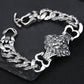 s925 sterling silver ornament retro personality all match trendy fashion Thai silver domineering lion's head bracelet for men