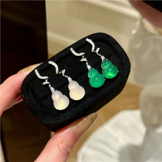 599 Years Old Luck Meeting Earrings S925 Silver Plated New Chinese Style Agate Retro Pure Silver Ear Jewelry Women's Fashion