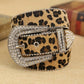 Unisex New Arrival Punk Style Leopard Zebra Print Rhinestone Belt With Alloy Buckle Y2K Belt For Men Women Faux Leather