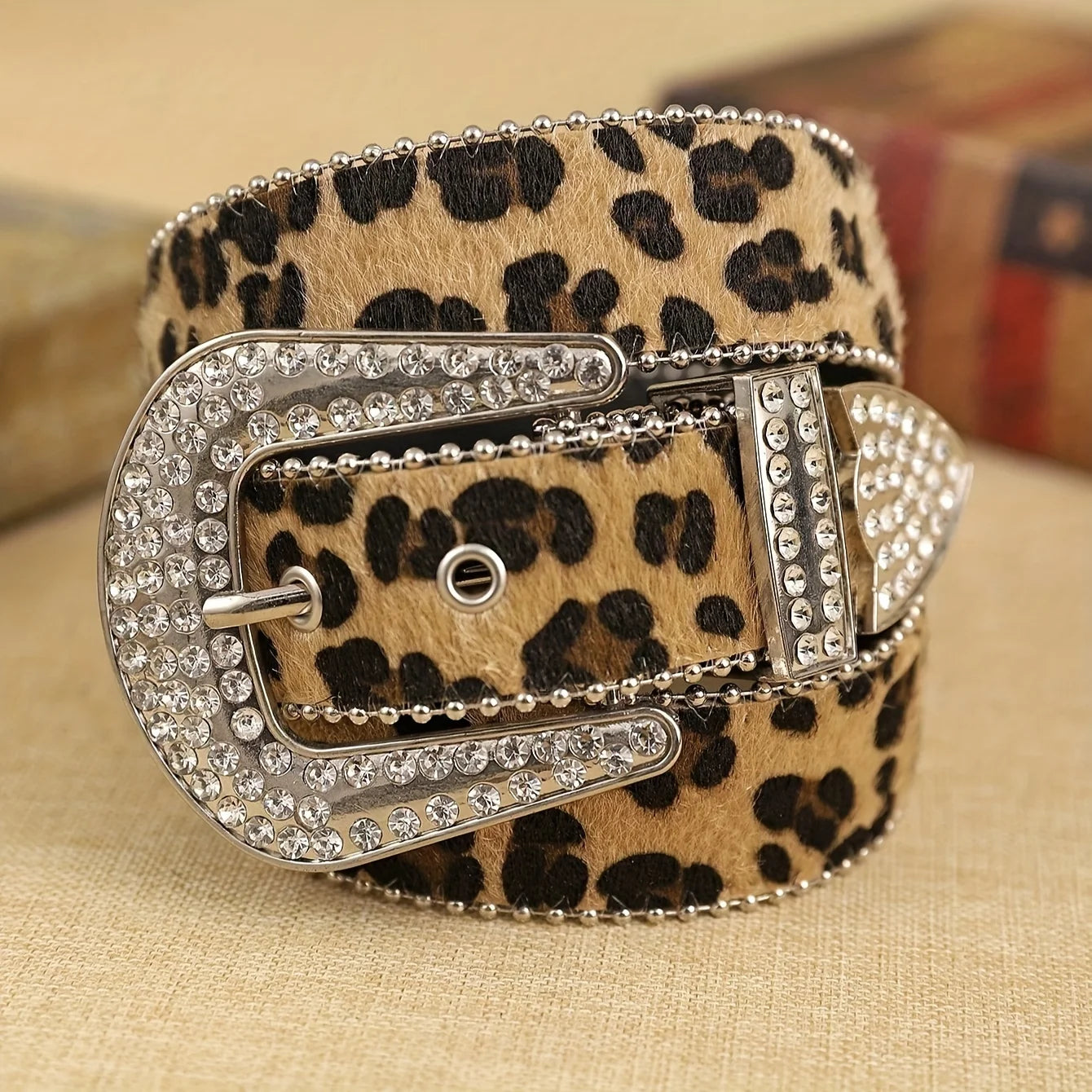 Unisex New Arrival Punk Style Leopard Zebra Print Rhinestone Belt With Alloy Buckle Y2K Belt For Men Women Faux Leather