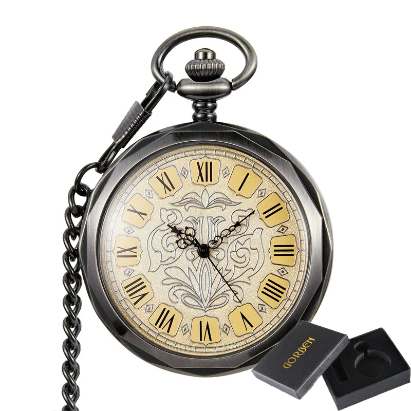Antique Silver London Pocket & Fob Watches Hand Wind Skeleton Men Women Mechanical Pocket Watch With Pendant Chain Necklace