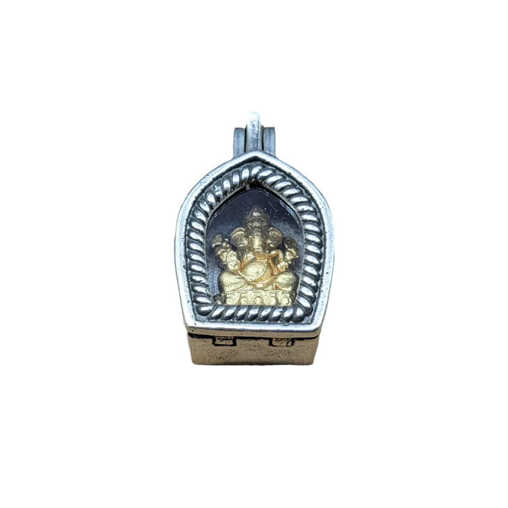 Non Pure Elephant God Gawu Box Tibetan Silver Plated Necklace Pendant DIY Cultural And Buddhist Bead Side Hanging Accessory