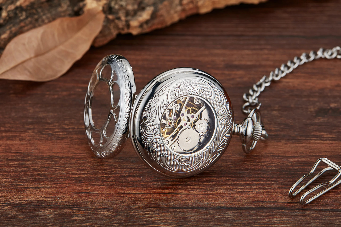 Retro classic mechanical pocket watch luminous petals hollowed out flip cover manual winding men women mechanical pocket watch
