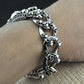 Unibabe Pure Silver Sterling 925 Silver Vintage Skull Carved Chain & Link Lock S925 Bracelet