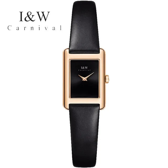 CARNIVAL Fashion Watch for Women Brand Luxury Ladies Square Leather Girls Quartz Wristwatches Waterproof Womens 2025 Reloj Mujer