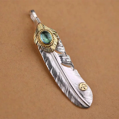 Pendant 100% Sterling Silver 925 Natural Topaz Feather Luxury Jewellery Woman Man 2025 New In Trend Vintage Necklace Pendant P2