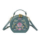 MOTAORA Small Round Women's Shoulder Bag Handmade Leather Embroidered Floral Purse for Teenage Girls Crossbody Bags