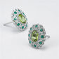 S925 Sterling Silver Studs Earring for Women Peridot Micro Inlay Zirconl Palace Style Ear Studs Fashion Jewelry Wholesale