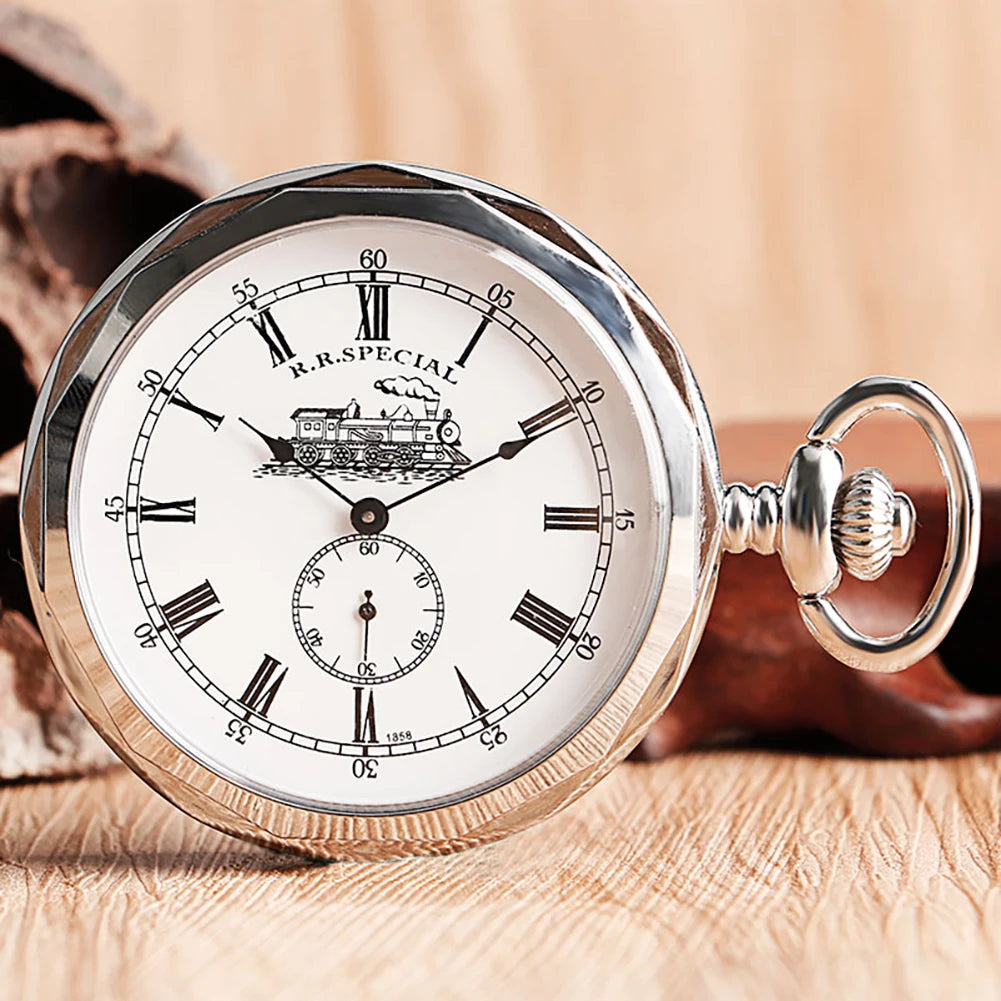 Steampunk Antique Stylish Mechanical Hand Winding Men Pocket Watch Unique Dial Design Open Face Pendant Luxury Pocket Clock Man