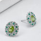 S925 Sterling Silver Studs Earring for Women Peridot Micro Inlay Zirconl Palace Style Ear Studs Fashion Jewelry Wholesale