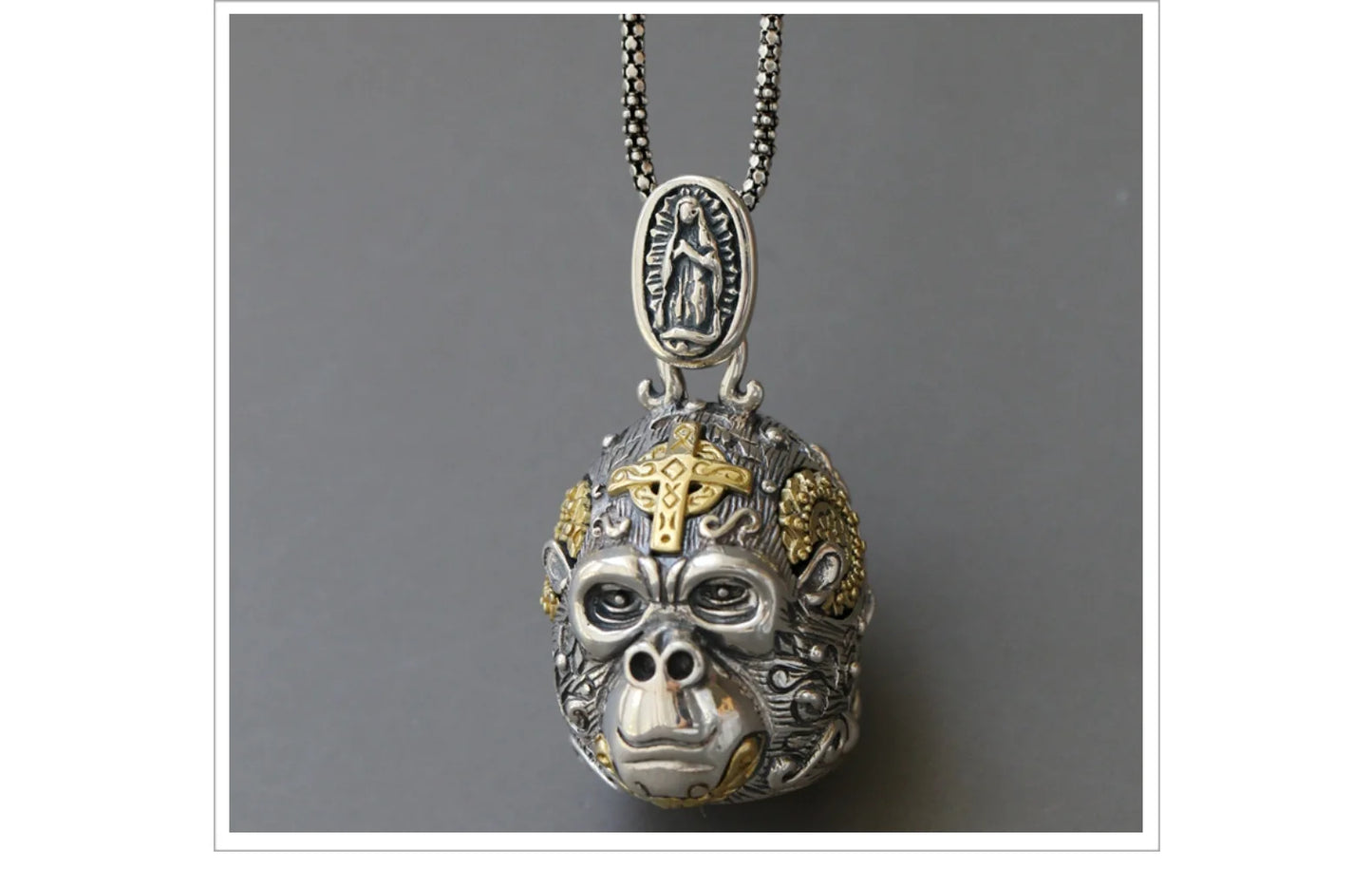 BOCAI New Real S925 Silver Jewelry Gorilla  Ｎon-Ｍainstream Punk  Ｖintage Personality Ｍan Pendant Christmas Gift