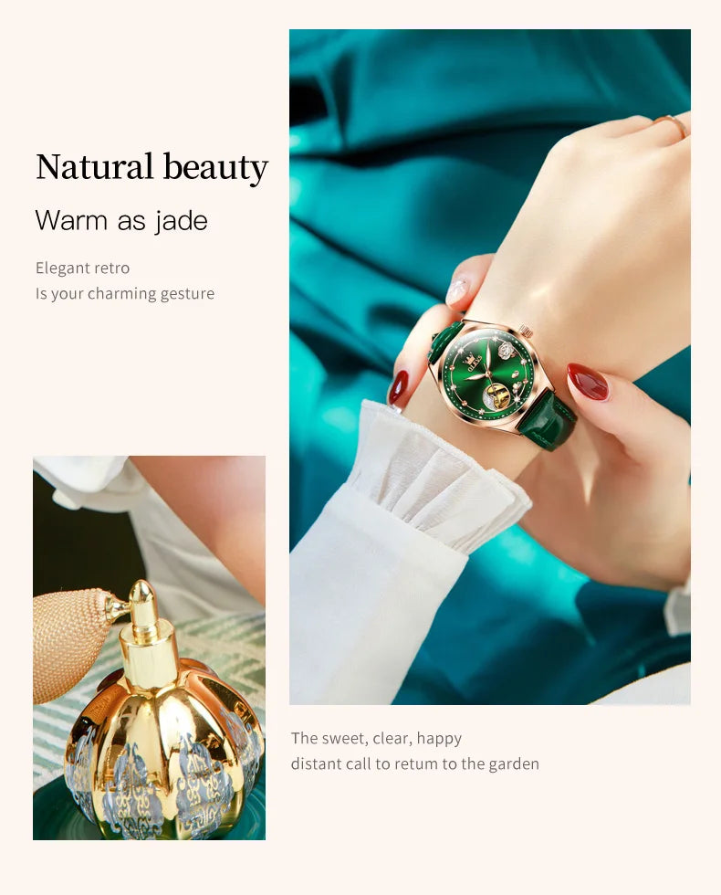 OLEVS Brand Ladies' Watch Fully Automatic Mechanical Watch Fashion Leather Strap 6601