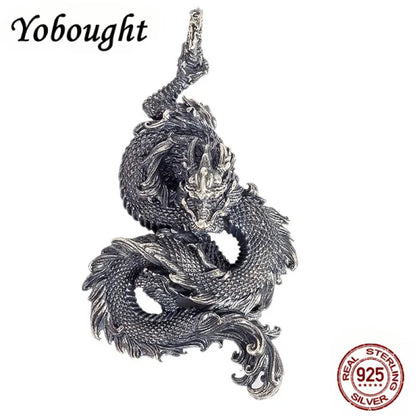 New solid real s925 sterling silver jewelry retro personality good luck dragon pendant stylish Man pendant