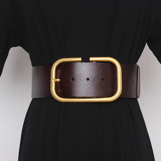 Women Plus Size Waistband Cow Genuine Leather Vintage Belts Luxury Designer Fashion Female Waist Corset Belt Wide Big Strap