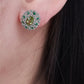 S925 Sterling Silver Studs Earring for Women Peridot Micro Inlay Zirconl Palace Style Ear Studs Fashion Jewelry Wholesale
