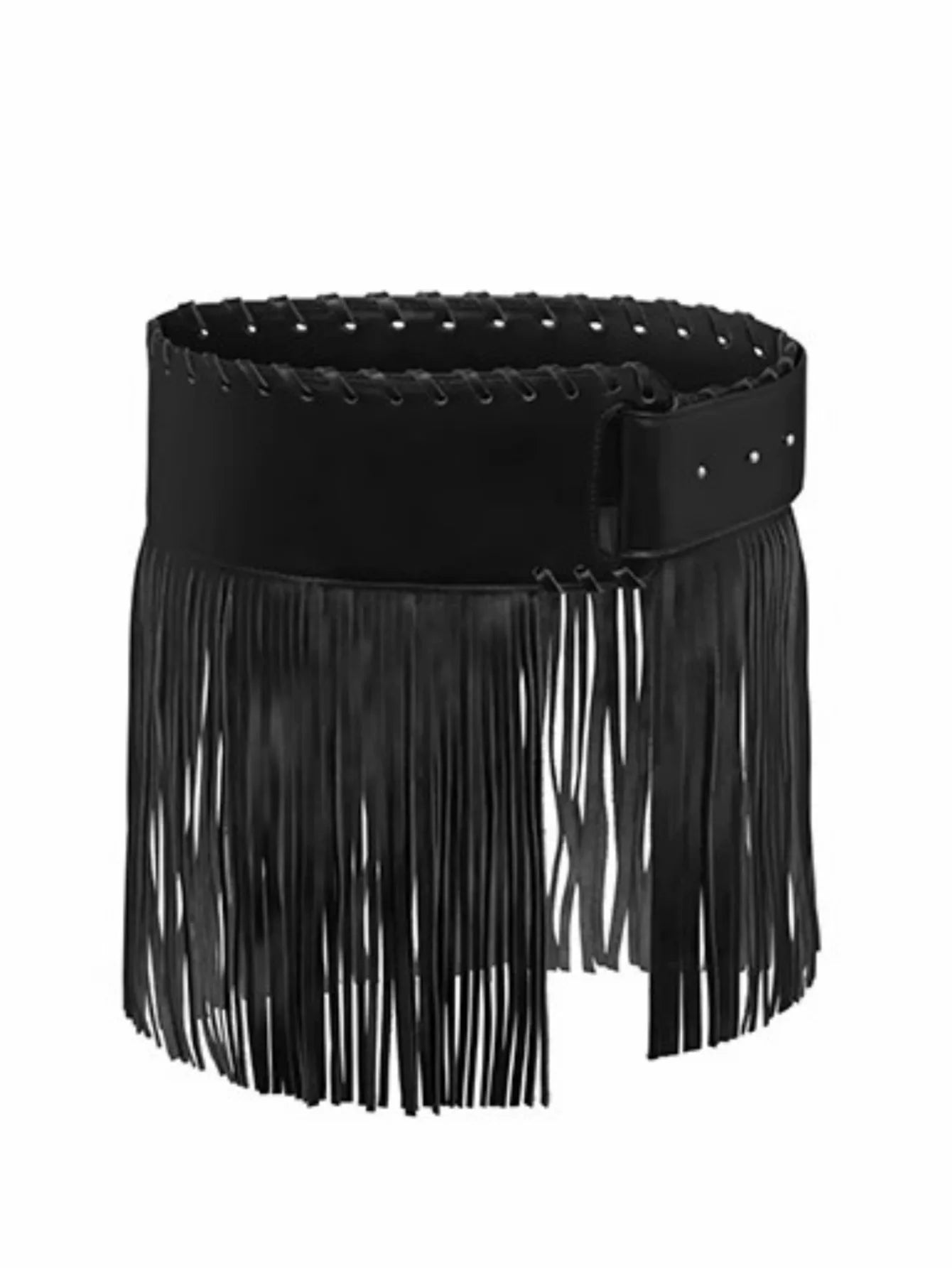 Punk Ladies Tassel Wide Belt Pu Brown Trendy Decorative Belt Nightclub Hot Girl Y2k Personality Motorcycle Trendy Belt